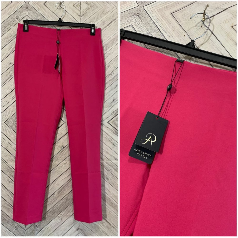 nwt adrianna papell 8 electric pink pullon pants